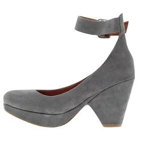 Gentle Souls Grey Oppsi Ankle Strap Mary Jane Leather Platform Pumps